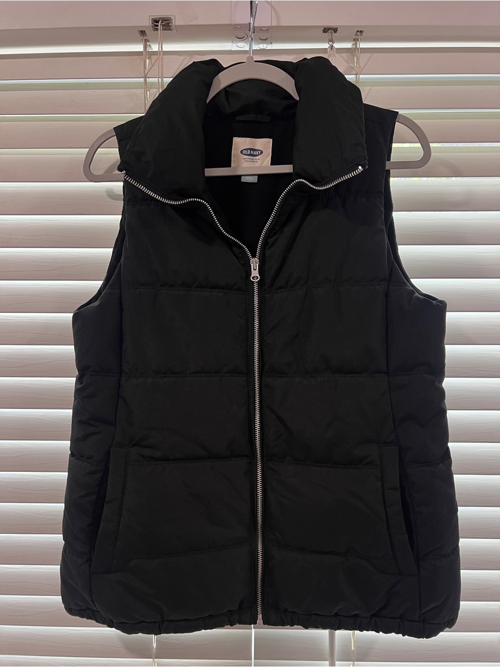 Old Navy Black Quilted Puffer Vest with Stand Collar